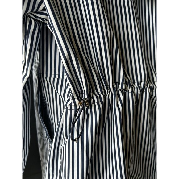 'S MaxMara Trench Rain Coat Reversible Women's Size 6 Nautical Navy Chic Striped - Picture 13 of 16